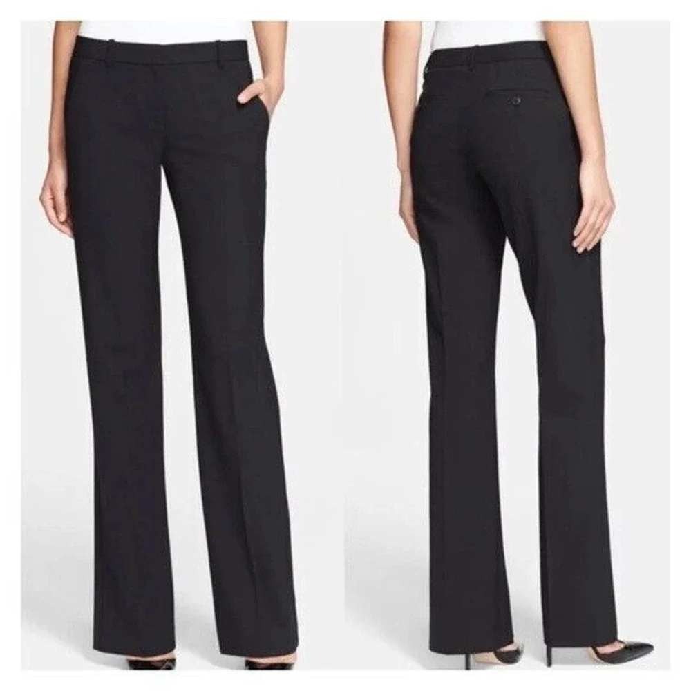 Theory Emery 2 Urban Black Wool Blend Straight Leg Dress Pants Size 12 D0005232